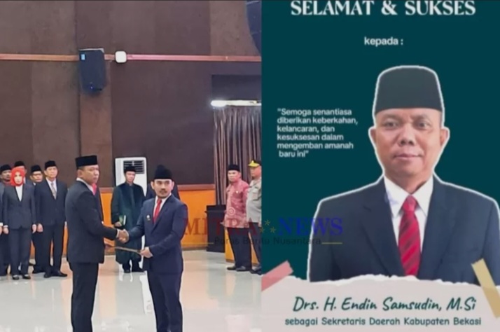 Bupati Ade Kuswara Kunang Lantik Endin Samsudin Sebagai Sekda Definitif Kabupaten Bekasi
